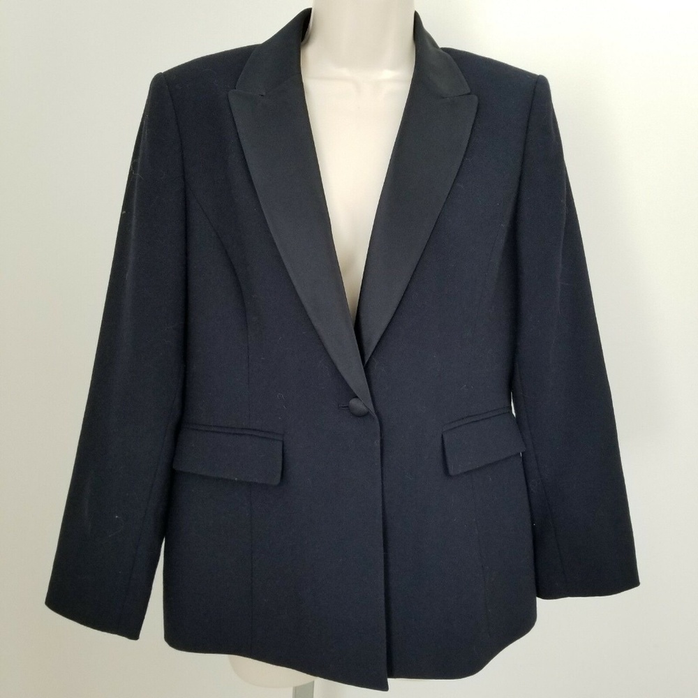 Kasper A.S.L. Petite Navy Blue Lined Blazer Jacket